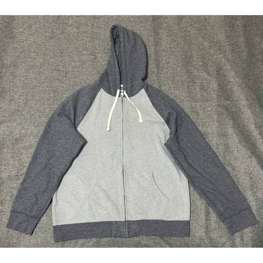 Sonoma Mens XL Full Zip Hoodie Gray Raglan Two Tone